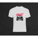 STI with Subaru T-shirt